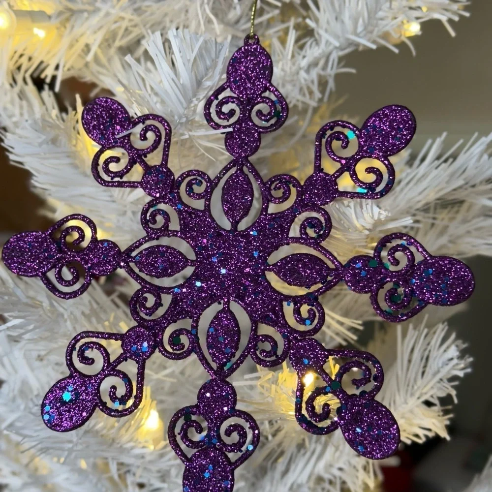 XL Vintage 90’s Purple and Green Snowflake Ornament